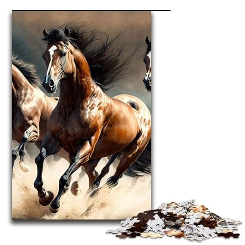 Puzzle für Erwachsene schöne laufende Pferde Holzpuzzle perfekt für Halloween Weihnachten Geburtstagsgeschenk 1000 Teile (75 x 50 cm) von DEEPPAPEU