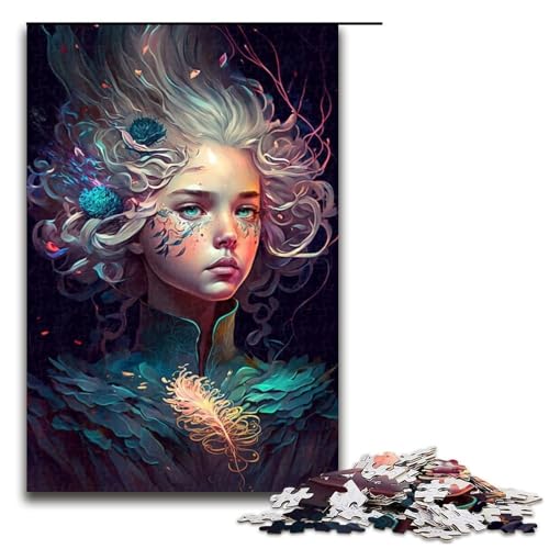Puzzle für Erwachsene schönes Mädchen Holzpuzzle perfekt für Halloween Weihnachten Geburtstagsgeschenk 1000 Teile (75 x 50 cm) von DEEPPAPEU