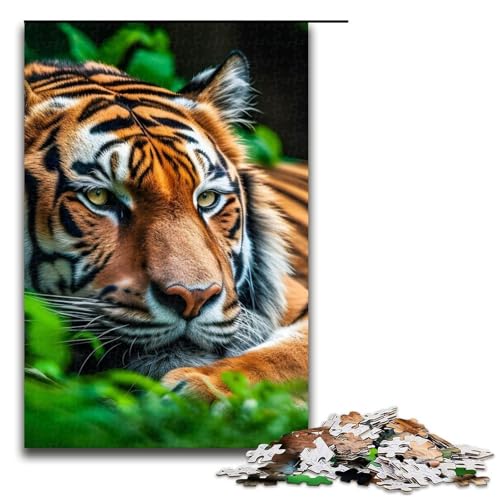 Puzzle für Erwachsene schönes schlafendes Tiger-Holzpuzzle perfekt für Halloween Weihnachten Geburtstagsgeschenk 1000 Teile (75 x 50 cm) von DEEPPAPEU