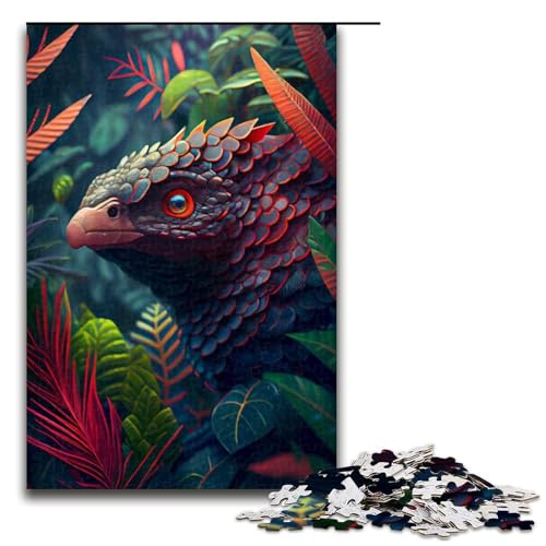 Puzzle mit uraltem rotäugigem Schuppentier für Erwachsene Holzpuzzle anspruchsvolles Denkspiel für Teenager unterhaltsames interaktives Spiel für die ganze Familie 1000 Teile (75 x 50 cm) von DEEPPAPEU