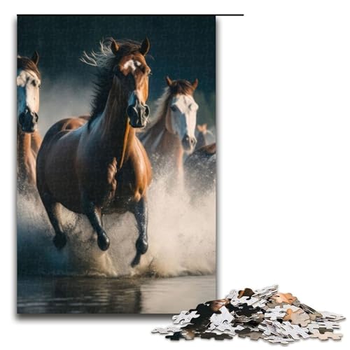 Puzzleteil „Pferd rennt durch unmögliche Puzzles für Erwachsene“ pädagogische Aktivität zur Verbesserung kognitiver Fähigkeiten 1000 Teile (75 x 50 cm) von DEEPPAPEU