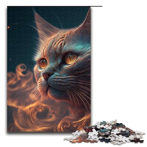 Puzzleteil Tierkatze unmögliches Puzzle für Erwachsene pädagogische Aktivität zur Verbesserung kognitiver Fähigkeiten 1000 Teile (75 x 50 cm) von DEEPPAPEU