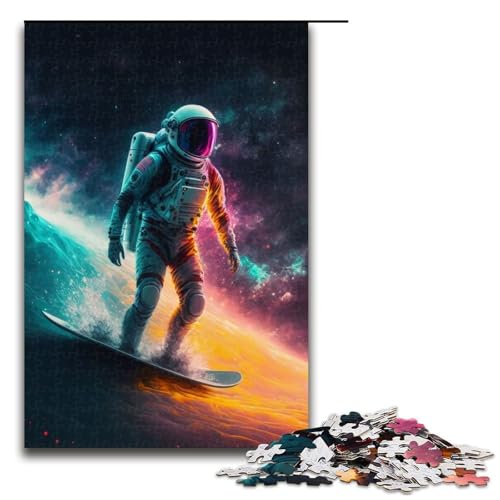 Puzzleteile „Astronaut Surft auf dem Stern“ Holzpuzzle für Erwachsene anspruchsvolles Denkspiel für Teenager Spaß für den Familienspielabend 1000 Teile (75 x 50 cm) von DEEPPAPEU