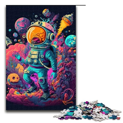 Puzzleteile „Astronaut im Weltraum für Erwachsene Holzpuzzle interaktives Familienspiel Bastelgeschenk mit farbenfrohen Kunstwerken 1000 Teile (75 x 50 cm) von DEEPPAPEU