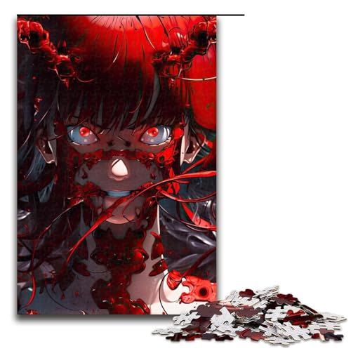 Puzzleteile „Blutroter Schatten entspannende Unterhaltung Heimdekoration 1000 Teile (75 x 50 cm) von DEEPPAPEU