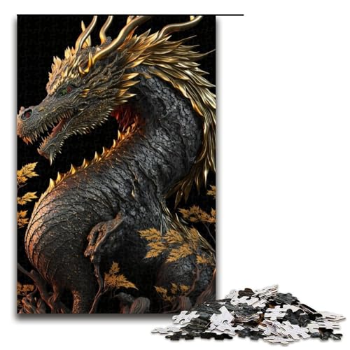 Puzzleteile „Brave Dragon – Entspannende Unterhaltung Heimdekoration – 1000 Teile (75 x 50 cm) von DEEPPAPEU