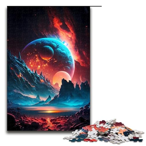 Puzzleteile „Kosmisches Planetenspektakel entspannende Unterhaltung Heimdekoration 1000 Teile (75 x 50 cm) von DEEPPAPEU