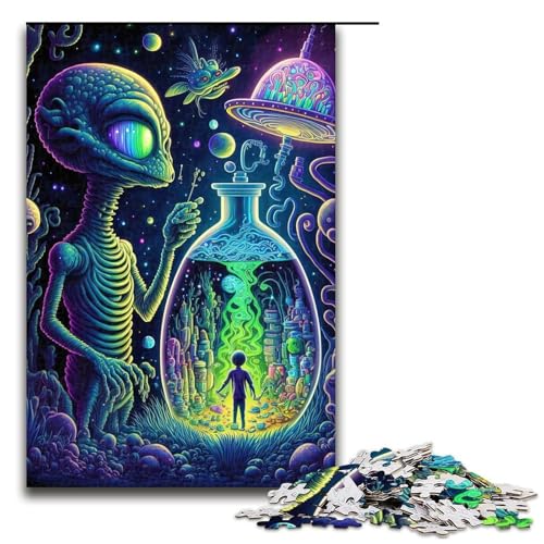 Puzzleteile Alien-Monster Holzpuzzle für Erwachsene anspruchsvolles Denkspiel für Teenager Spaß für den Familienspielabend 1000 Teile (75 x 50 cm) von DEEPPAPEU