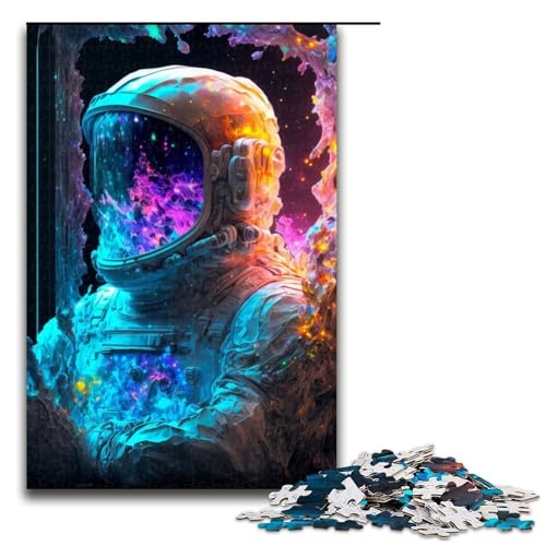 Puzzleteile Astronaut im Galaxiehelm Holzpuzzle für Erwachsene anspruchsvolles Denkspiel für Teenager Spaß für den Familienspielabend 1000 Teile (75 x 50 cm) von DEEPPAPEU