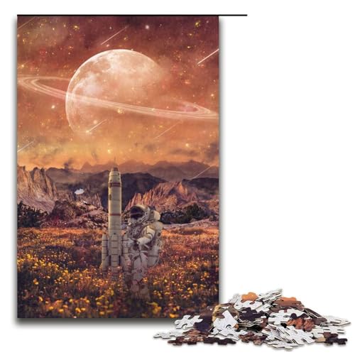 Puzzleteile Astronaut mit Rakete anspruchsvolle Puzzles Denkspiel interaktives Familienspiel geeignet für Kinder ab 10 Jahren 1000 Teile (75 x 50 cm) von DEEPPAPEU