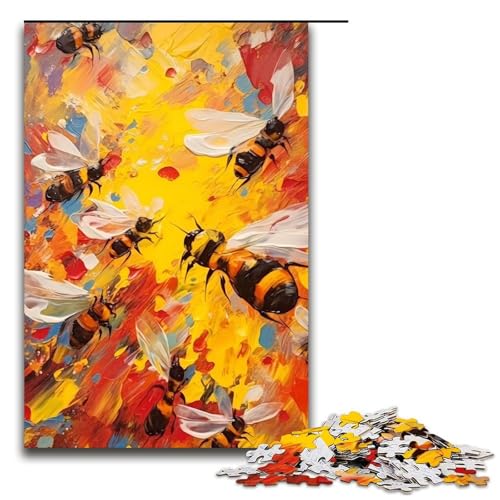 Puzzleteile Bienenmalerei Holzpuzzle für Erwachsene anspruchsvolles Denkspiel für Teenager Spaß für den Familienspielabend 1000 Teile (75 x 50 cm) von DEEPPAPEU
