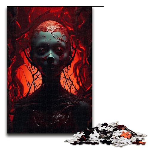 Puzzleteile Blutroter Schatten Holzpuzzle für Erwachsene anspruchsvolles Denkspiel für Teenager Spaß für den Familienspielabend 1000 Teile (75 x 50 cm) von DEEPPAPEU
