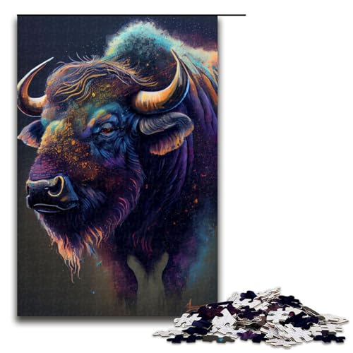 Puzzleteile Büffel-Tuschemalerei anspruchsvolle Puzzles Denksportaufgabe interaktives Familienspiel geeignet für Kinder ab 10 Jahren (75 x 50 cm) von DEEPPAPEU