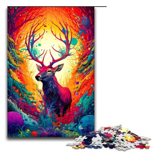 Puzzleteile Hirsch anspruchsvolle Puzzles Denksportaufgabe interaktives Familienspiel geeignet für Kinder ab 10 Jahren 1000 Teile (75 x 50 cm) von DEEPPAPEU