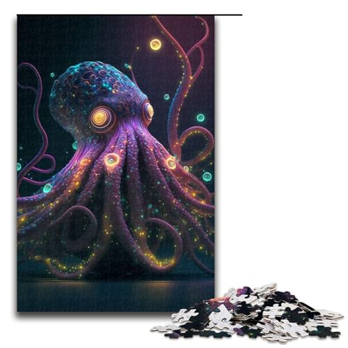 Puzzleteile Holzpuzzle „Kosmischer Oktopus für Erwachsene anspruchsvolles Denkspiel für Teenager Spaß für den Familienspielabend 1000 Teile (75 x 50 cm) von DEEPPAPEU