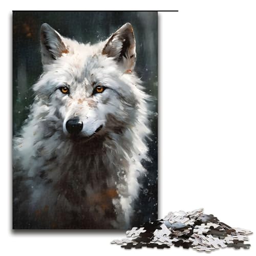 Puzzleteile Jigsaw Direwolf-Porträtmalerei anspruchsvolle Puzzles Denksportaufgabe interaktives Familienspiel geeignet für Altersgruppen ab 1000 Stück (75 x 50 cm) von DEEPPAPEU