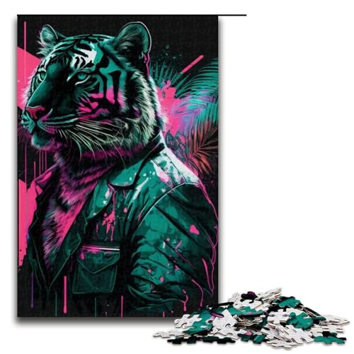 Puzzleteile Jigsaw Tiger Man Anspruchsvolle Puzzles Denkspiel Interaktives Familienspiel Geeignet für Altersgruppen + 1000 PCS (75x50cm) von DEEPPAPEU