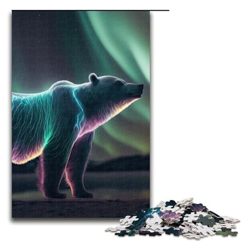 Puzzleteile Jigsaw Wilder Braunbär Holzpuzzle für Erwachsene Anspruchsvolles Denkspiel für Teenager Spaß am Familienspielabend 1000 Teile (75 x 50 cm) von DEEPPAPEU