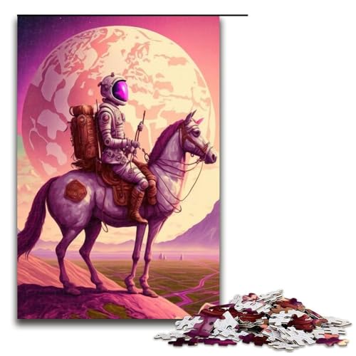 Puzzleteile Puzzle Astronautenpferd Anspruchsvolle Puzzles Denkspiel Interaktives Familienspiel Geeignet für Altersgruppen ab 1000 Teilen (75 x 50 cm) von DEEPPAPEU