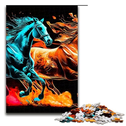 Puzzleteile Puzzle Tier Pferd Anspruchsvolle Puzzles Denkspiel Interaktives Familienspiel Geeignet für Altersgruppen + 1000 Teile (75 x 50 cm) von DEEPPAPEU