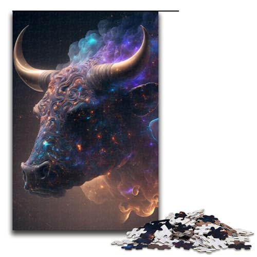 Puzzleteile Tier-Stier Holzpuzzle für Erwachsene anspruchsvolles Denkspiel für Teenager Spaß für den Familienspielabend 1000 Teile (75 x 50 cm) von DEEPPAPEU
