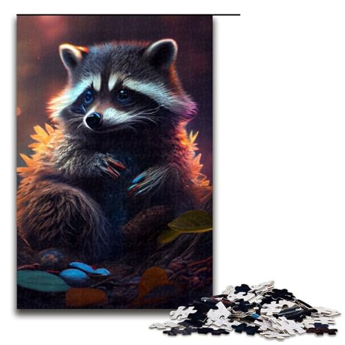 Puzzleteile Tier-Waschbären anspruchsvolle Puzzles Denksportaufgabe interaktives Familienspiel geeignet für Kinder ab 10 Jahren 1000 Teile (75 x 50 cm) von DEEPPAPEU