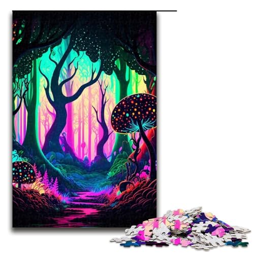 Puzzleteile bunter Wald abstrakt anspruchsvolle Puzzles Denksportaufgabe interaktives Familienspiel geeignet für Kinder ab 1000 Teilen (75 x 50 cm) von DEEPPAPEU