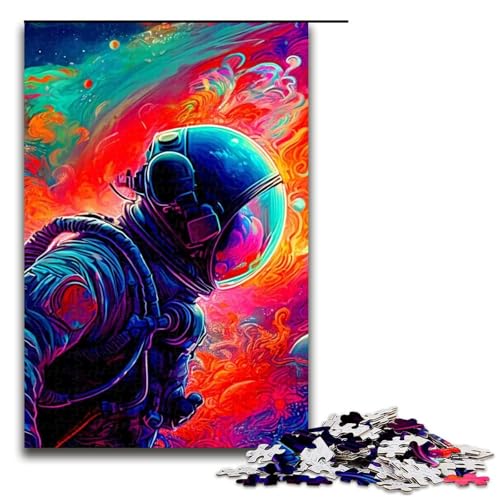 Puzzleteile buntes Astronauten-Puzzle anspruchsvolles Denkspiel interaktives Familienspiel geeignet für Kinder ab 10 Jahren (75 x 50 cm) von DEEPPAPEU