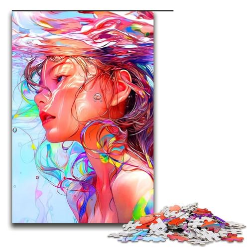 Puzzleteile buntes Mädchen Holzpuzzle für Erwachsene anspruchsvolles Denkspiel für Teenager Spaß für den Familienspielabend 1000 Teile (75 x 50 cm) von DEEPPAPEU