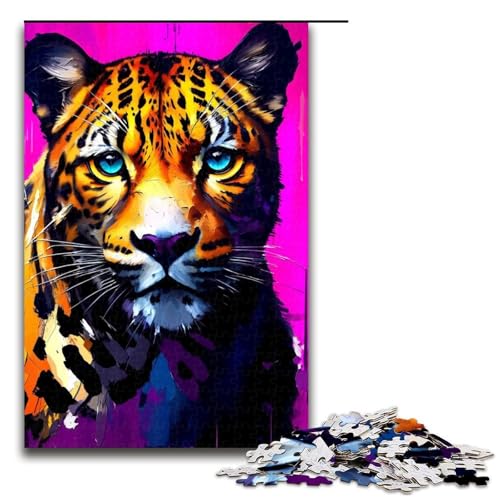 Puzzleteile für Erwachsene Abstrakter Leopard schwierige Puzzles für Erwachsene Lernspielzeug für Teenager Heimbüro-Dekor 1000 Teile (75 x 50 cm) von DEEPPAPEU