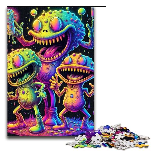 Puzzleteile für Erwachsene Alien-Monster-Puzzles für Erwachsene anspruchsvolles Denkspiel für Teenager Spaß für den Familienspieleabend 1000 Teile (75 x 50 cm) von DEEPPAPEU
