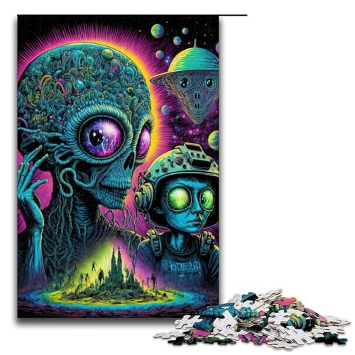 Puzzleteile für Erwachsene Alien-Monster anspruchsvolle Puzzles Heimaktivität für Feiertage Geburtstage und Familienspieleabende 1000 Teile (75 x 50 cm) von DEEPPAPEU