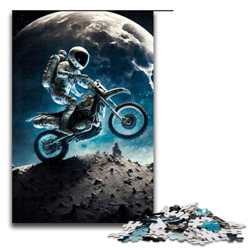 Puzzleteile für Erwachsene Astronaut auf Motorrad Puzzles für Erwachsene Denksportaufgabe Spiel für Erwachsene interaktive Familienaktivität 1000 Teile (75 x 50 cm) von DEEPPAPEU