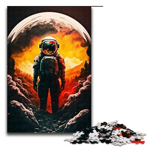 Puzzleteile für Erwachsene Astronaut auf dem Mond schwierige Puzzles für Erwachsene Lernspielzeug für Teenager Heimbüro-Dekor 1000 Teile (75 x 50 cm) von DEEPPAPEU