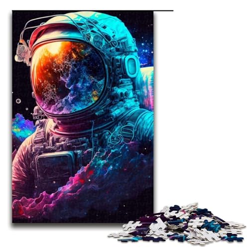 Puzzleteile für Erwachsene Astronaut im Galaxiehelm schwierige Puzzles für Erwachsene Lernspielzeug für Teenager Heimbüro-Dekor 1000 Teile (75 x 50 cm) von DEEPPAPEU