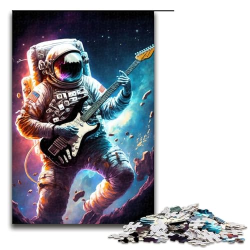 Puzzleteile für Erwachsene Astronaut spielt Gitarre Puzzles für Erwachsene Denksportaufgabe Spiel für Erwachsene interaktive Familienaktivität 1000 Teile (75 x 50 cm) von DEEPPAPEU