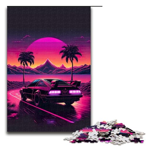 Puzzleteile für Erwachsene Auto-Sonnenuntergang Puzzles für Erwachsene Denksportaufgabe Spiel für Erwachsene interaktive Familienaktivität 1000 Teile (75 x 50 cm) von DEEPPAPEU