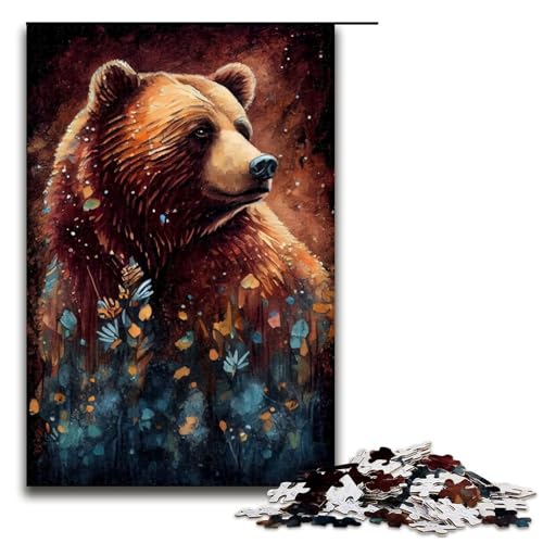 Puzzleteile für Erwachsene Braunbär-Tuschemalerei Puzzles für Erwachsene Denksportaufgabe Spiel für Erwachsene interaktive Familienaktivität 1000 Teile (75 x 50 cm) von DEEPPAPEU