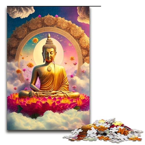 Puzzleteile für Erwachsene Buddha-Holzpuzzle perfekt für Halloween Weihnachten Geburtstagsgeschenk 1000 Teile (75 x 50 cm) von DEEPPAPEU