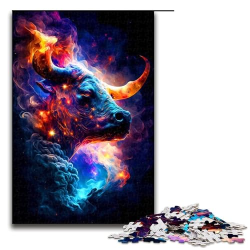 Puzzleteile für Erwachsene Büffel-Holzpuzzle perfekt für Halloween Weihnachten Geburtstagsgeschenk 1000 Teile (75 x 50 cm) von DEEPPAPEU