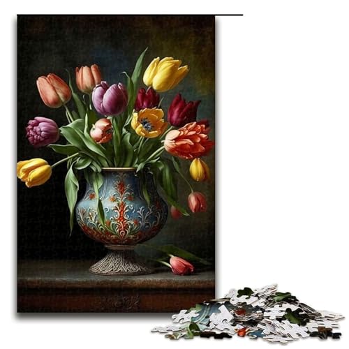 Puzzleteile für Erwachsene Bunte Blüten Holzpuzzle perfekt für Halloween Weihnachten Geburtstagsgeschenk 1000 Teile (75 x 50 cm) von DEEPPAPEU