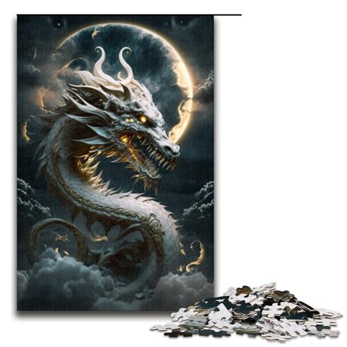 Puzzleteile für Erwachsene Drachen-Holzpuzzle perfekt für Halloween Weihnachten Geburtstagsgeschenk 1000 Teile (75 x 50 cm) von DEEPPAPEU