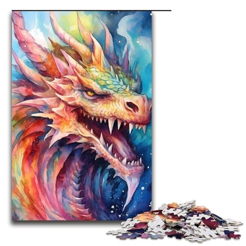 Puzzleteile für Erwachsene Drachen bunt unmögliche Puzzles für Erwachsene Geburtstagsgeschenkidee anspruchsvolles Denkspiel 1000 Teile (75 x 50 cm) von DEEPPAPEU