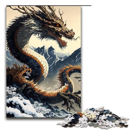Puzzleteile für Erwachsene Drachen schwierige Puzzles für Erwachsene Lernspielzeug für Teenager Heimbüro-Dekor 1000 Teile (75 x 50 cm) von DEEPPAPEU