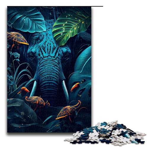 Puzzleteile für Erwachsene Elefanten-Kunst Holzpuzzle Eltern Liebhaber Freunde – Alter + 1000 Teile (75 x 50 cm) von DEEPPAPEU