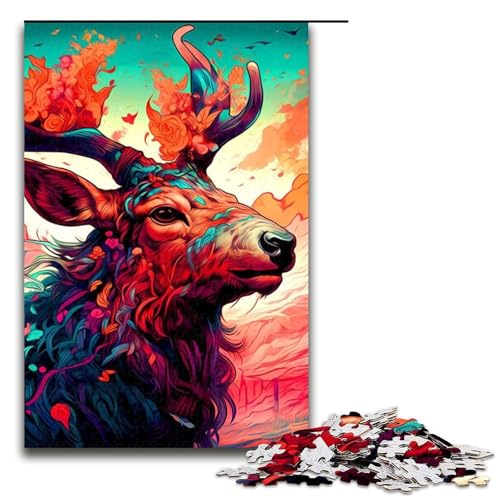 Puzzleteile für Erwachsene Hirsch schwierige Puzzles für Erwachsene Lernspielzeug für Teenager Heimbüro-Dekor 1000 Teile (75 x 50 cm) von DEEPPAPEU