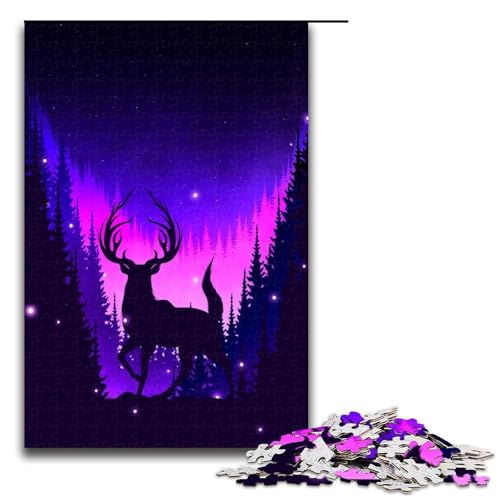 Puzzleteile für Erwachsene Hirsch schwierige Puzzles für Erwachsene Lernspielzeug für Teenager Heimbüro-Dekor 1000 Teile (75 x 50 cm) von DEEPPAPEU
