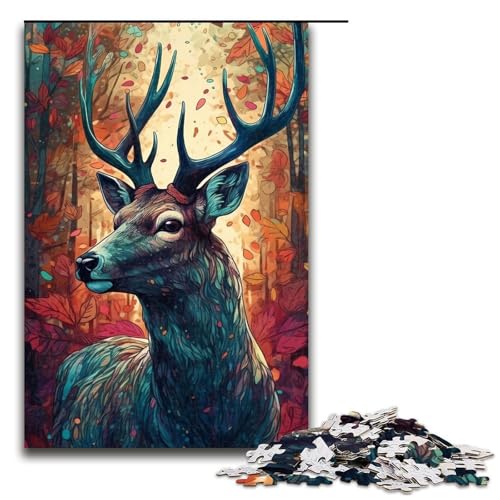 Puzzleteile für Erwachsene Hirschfarbe schwierige Puzzles für Erwachsene Lernspielzeug für Teenager Heimbüro-Dekor 1000 Teile (75 x 50 cm) von DEEPPAPEU