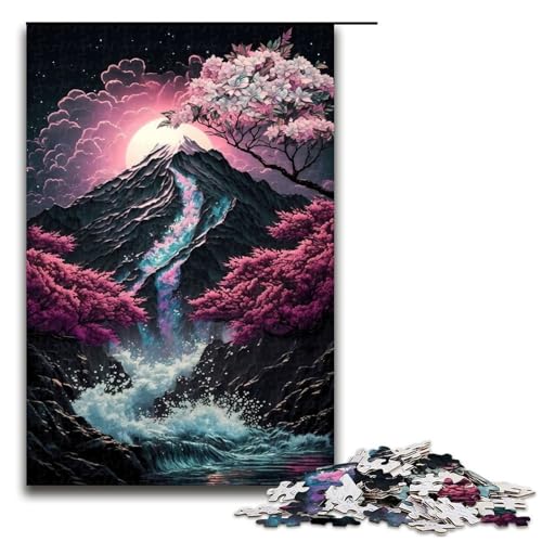 Puzzleteile für Erwachsene Kirschblüten japanische Kunst anspruchsvolle Puzzles Heimaktivität für Feiertage Geburtstage und Familienspieleabende 1000 Teile (75 x 50 cm) von DEEPPAPEU