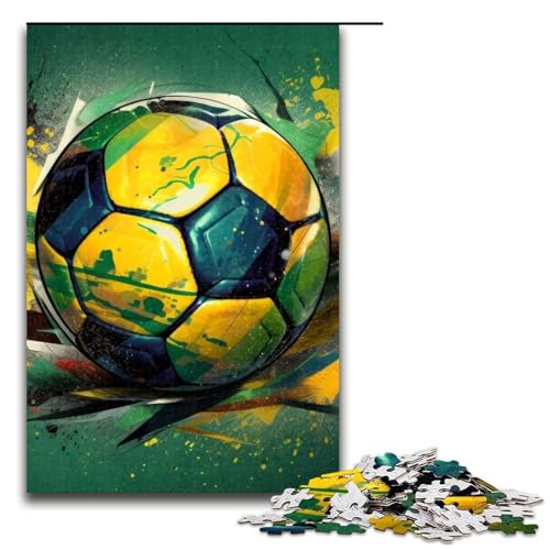 Puzzleteile für Erwachsene Kunst-Fußball-Holzpuzzle Eltern Liebhaber Freunde – Alter + 1000 Teile (75 x 50 cm) von DEEPPAPEU